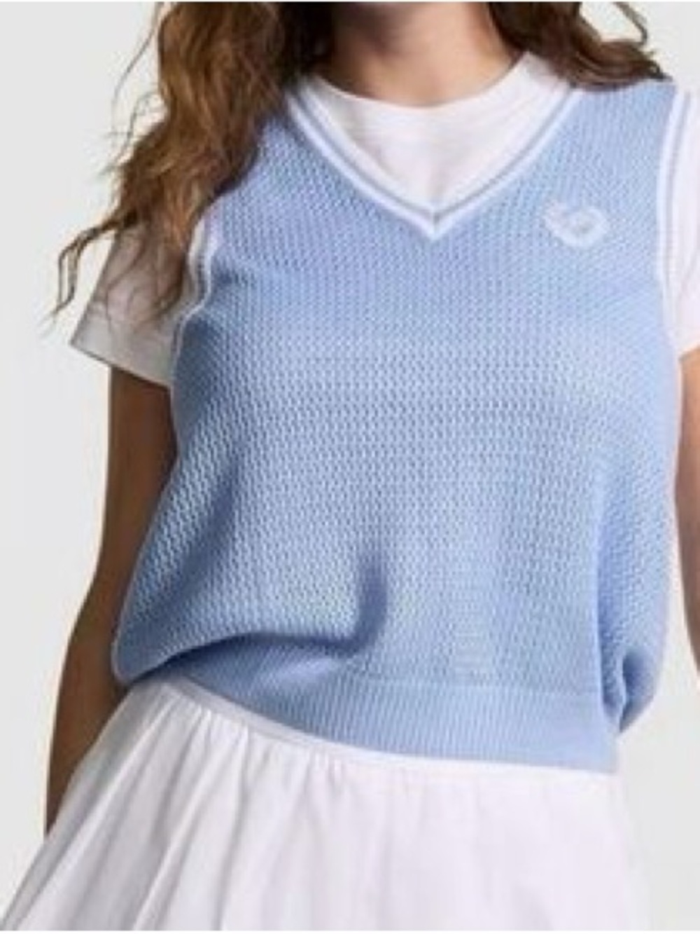 PINK Victorias Secret Collegiate V-Neck Sweater Vest- Lt Blue- Size Large-NWT